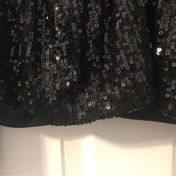 GLIMMER SPARKLE & SHINE SEQUIN BALLOON SLEEVE TWIST FRONT TOP Black S Christmas - Picture 12 of 13